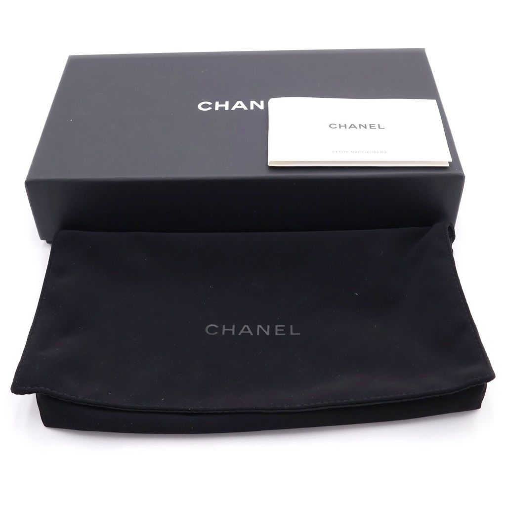 Chanel Quilted Wallet Black Caviar Leather Gold — view 6