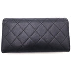 Chanel Quilted Wallet Black Caviar Leather Gold — view 2