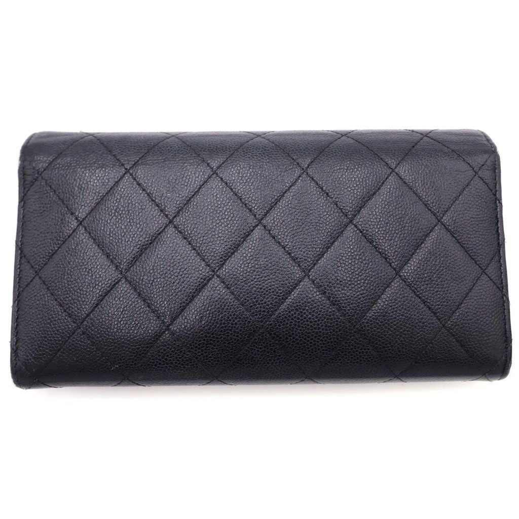 Chanel Quilted Wallet Black Caviar Leather Gold — view 2