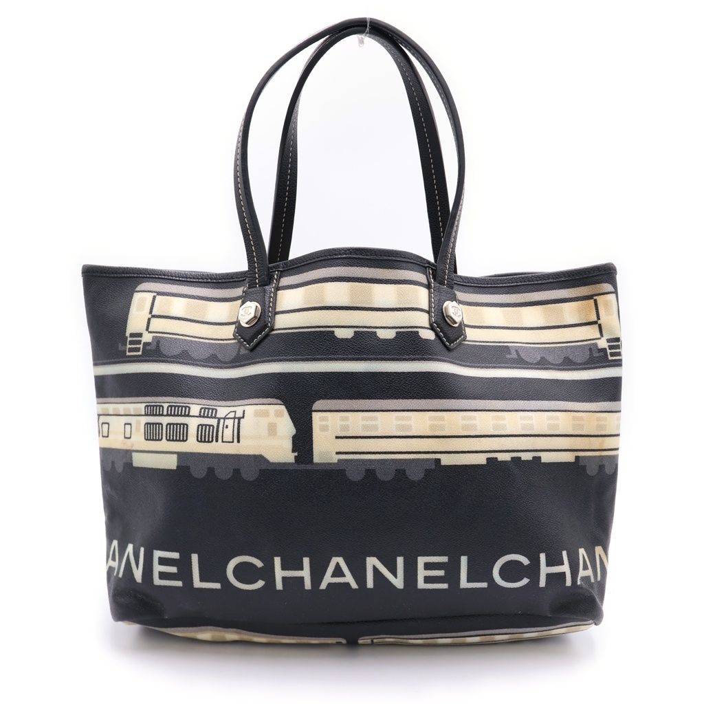 Chanel Central Station Tote Black Leather Silver