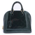 Louis Vuitton Monogram Vernis Alma PM Blue Nuit Handbag Green Patent Gold