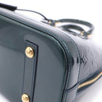 Louis Vuitton Monogram Vernis Alma PM Blue Nuit Handbag Green Patent Gold — view 5