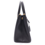 Prada Saffiano Galleria Triangle Logo Leather Gold Handbag Black — view 3