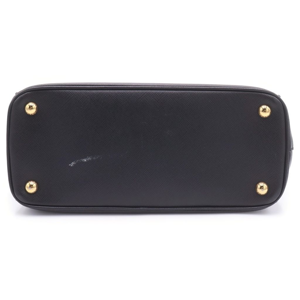 Prada Saffiano Galleria Triangle Logo Leather Gold Handbag Black — view 4