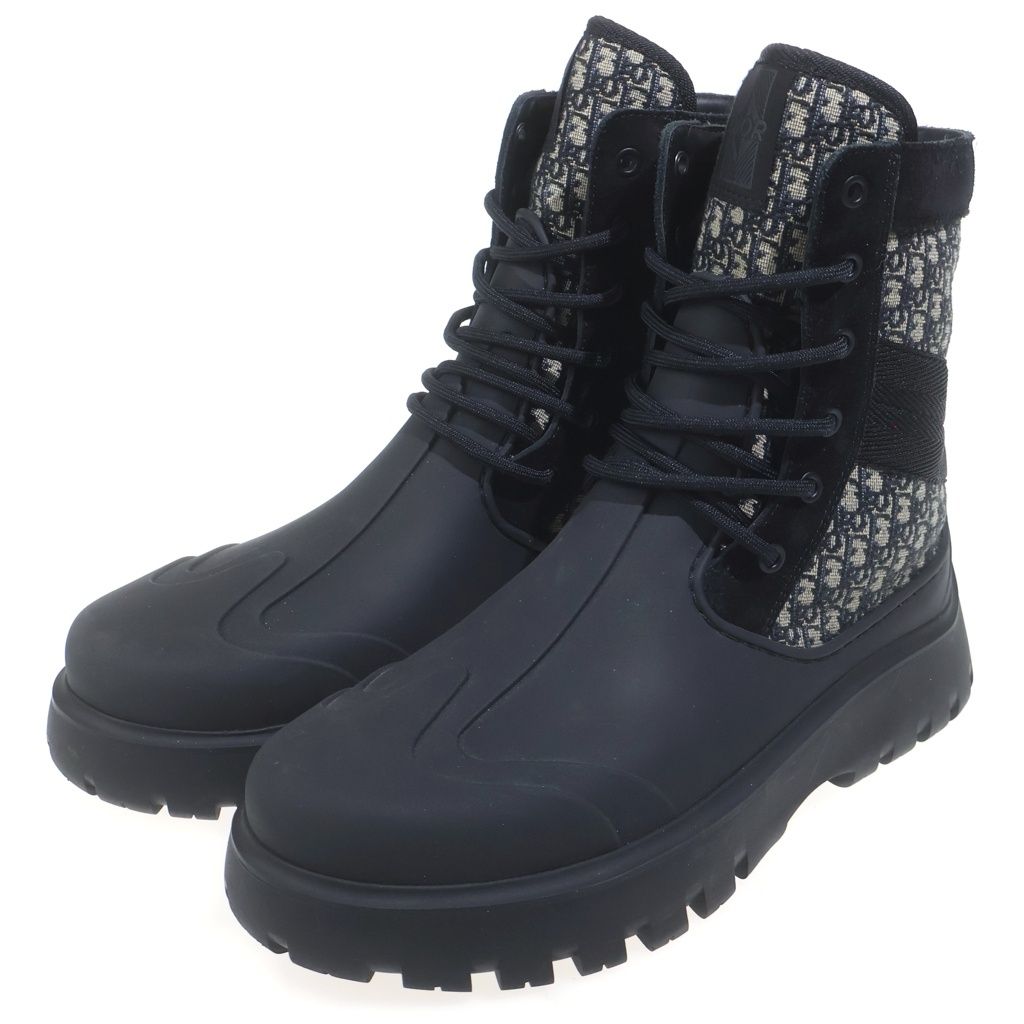 Dior Garden Oblique Lace Up Boots Shoes Black — view 2