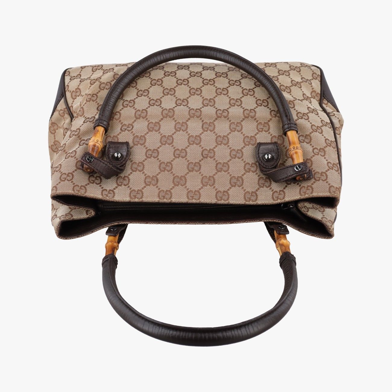 Gucci GG Canvas Bamboo Beige Brown Handbag — view 8