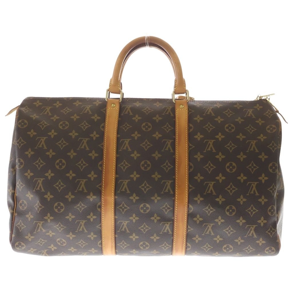 Louis Vuitton Keepall 50 Monogram Leather Boston Bag Gold Brown — view 2