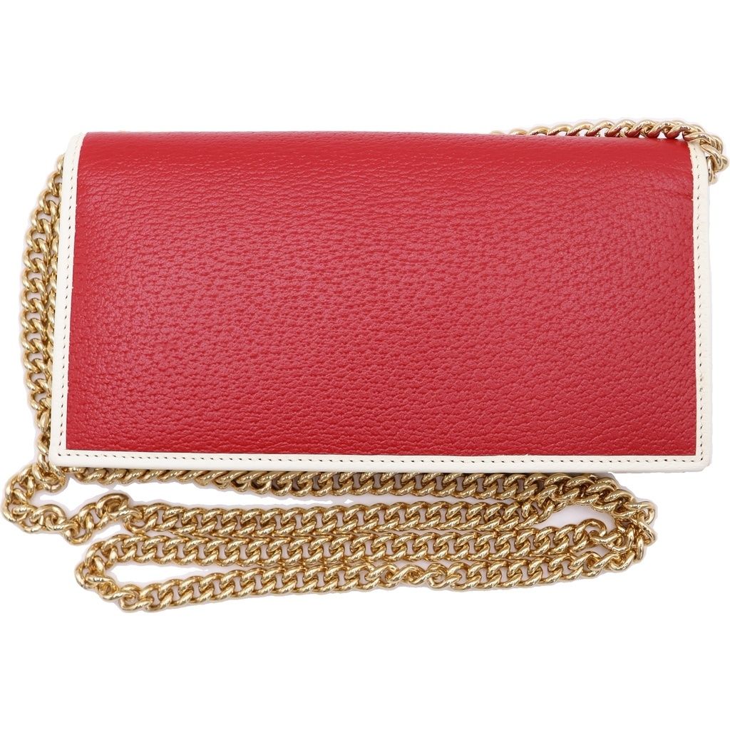Gucci Adidas Chain Shoulder Bag Wallet Pochette Red White Leather — view 2