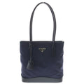 Prada Mini Tote Navy Nylon Leather to Line Angle Logo