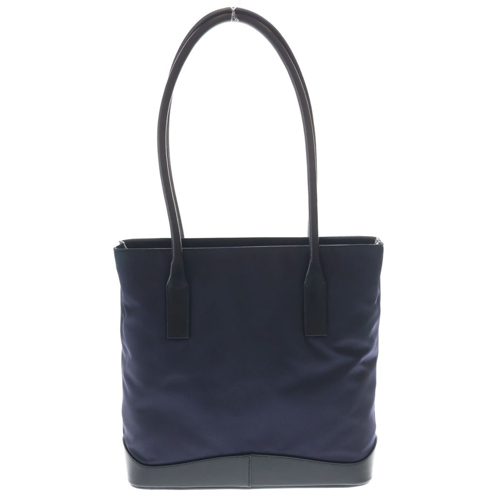 Prada Mini Tote Navy Nylon Leather to Line Angle Logo — view 2