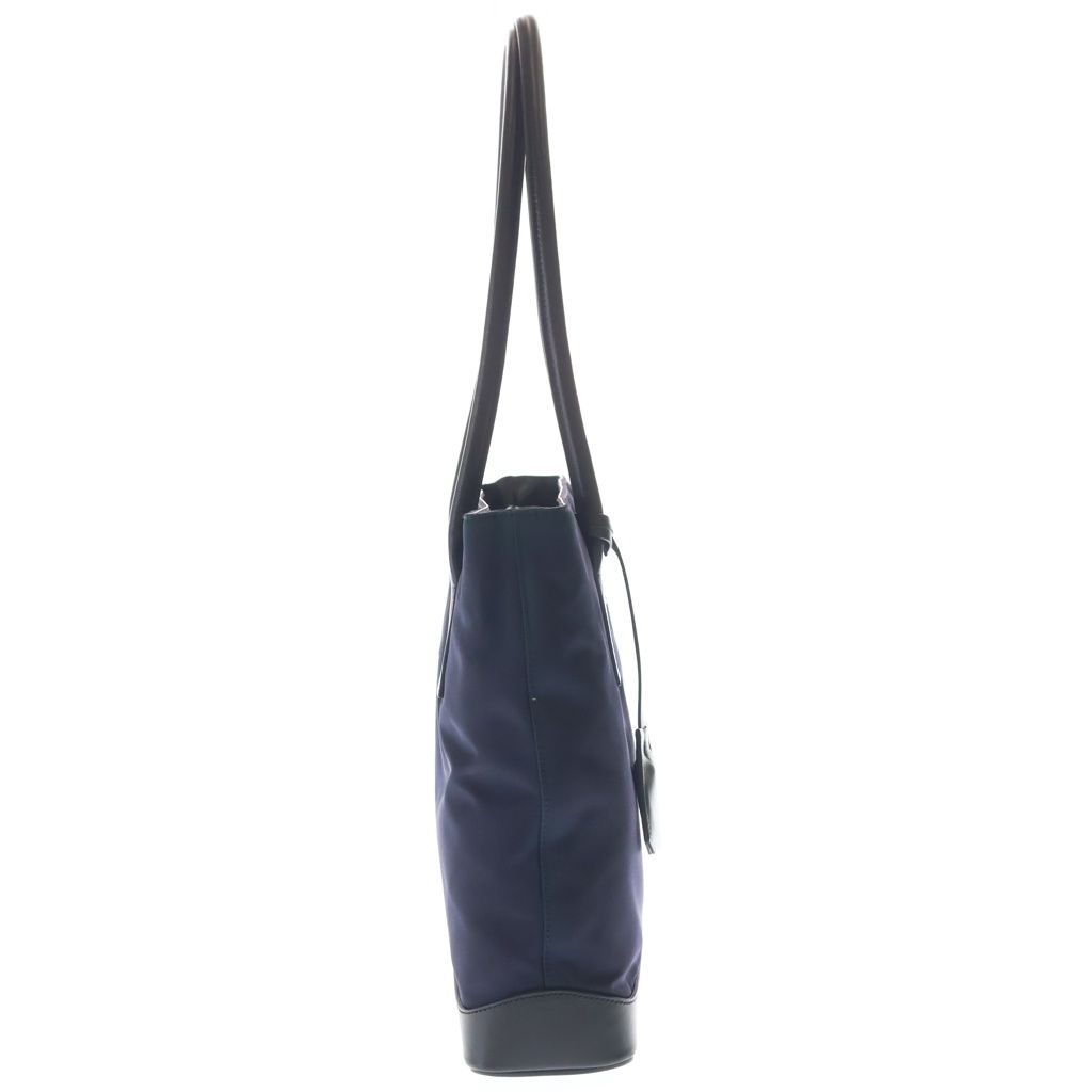 Prada Mini Tote Navy Nylon Leather to Line Angle Logo — view 3