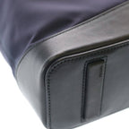 Prada Mini Tote Navy Nylon Leather to Line Angle Logo — view 5