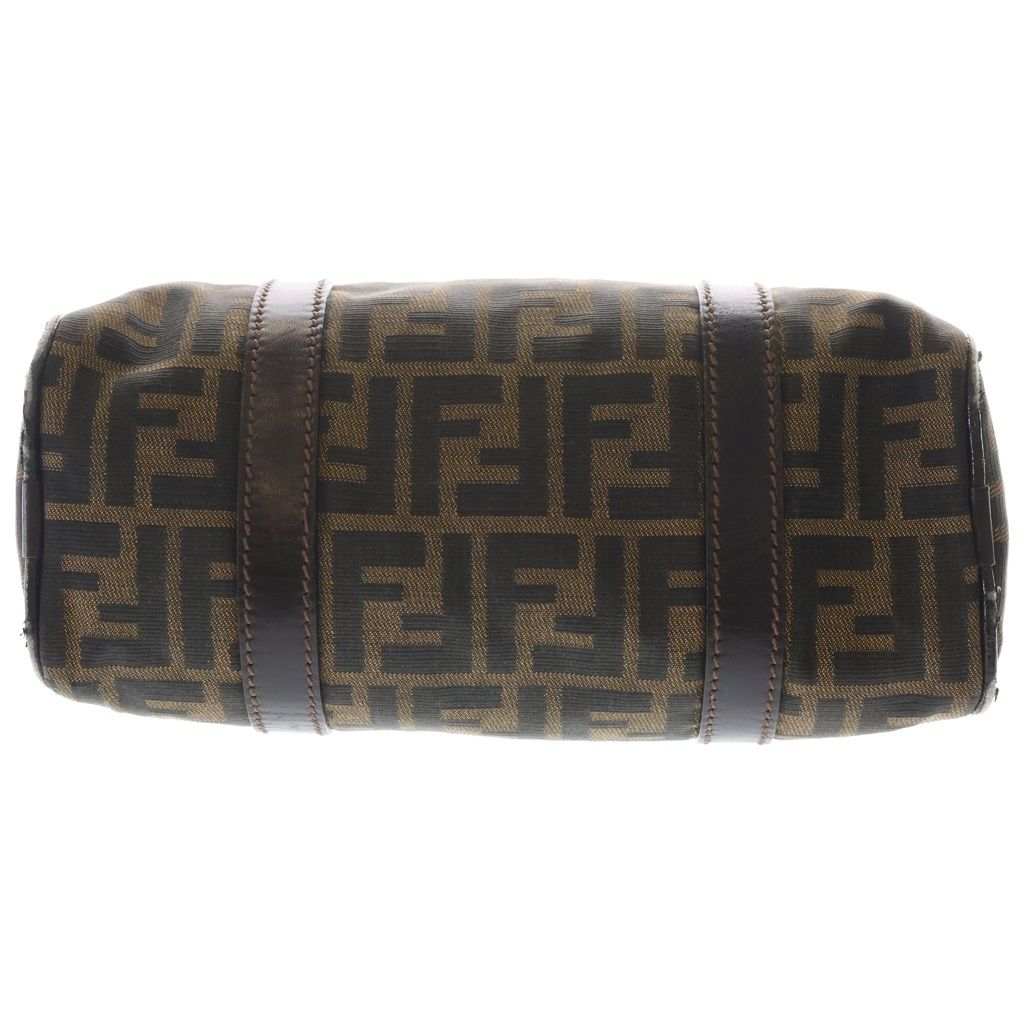 Fendi Zucca Mini Boston Bag Brown Leather Nylon Silver — view 4