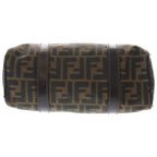 Fendi Zucca Mini Boston Bag Brown Leather Nylon Silver — view 4