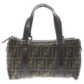 Fendi Zucca Mini Boston Bag Brown Leather Nylon Silver