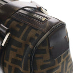 Fendi Zucca Mini Boston Bag Brown Leather Nylon Silver — view 7
