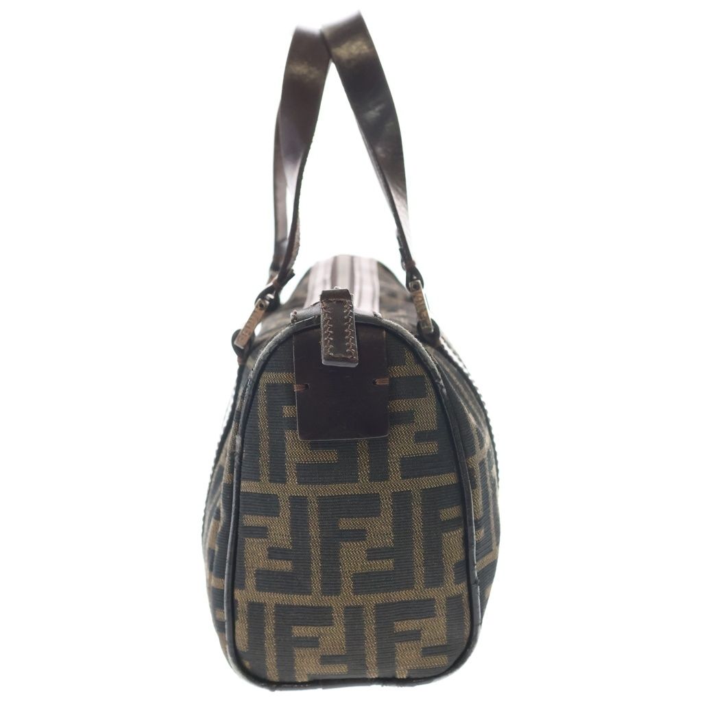 Fendi Zucca Mini Boston Bag Brown Leather Nylon Silver — view 3