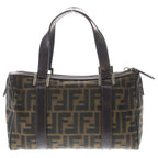 Fendi Zucca Mini Boston Bag Brown Leather Nylon Silver — view 2