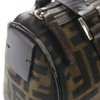 Fendi Zucca Mini Boston Bag Brown Leather Nylon Silver — view 6