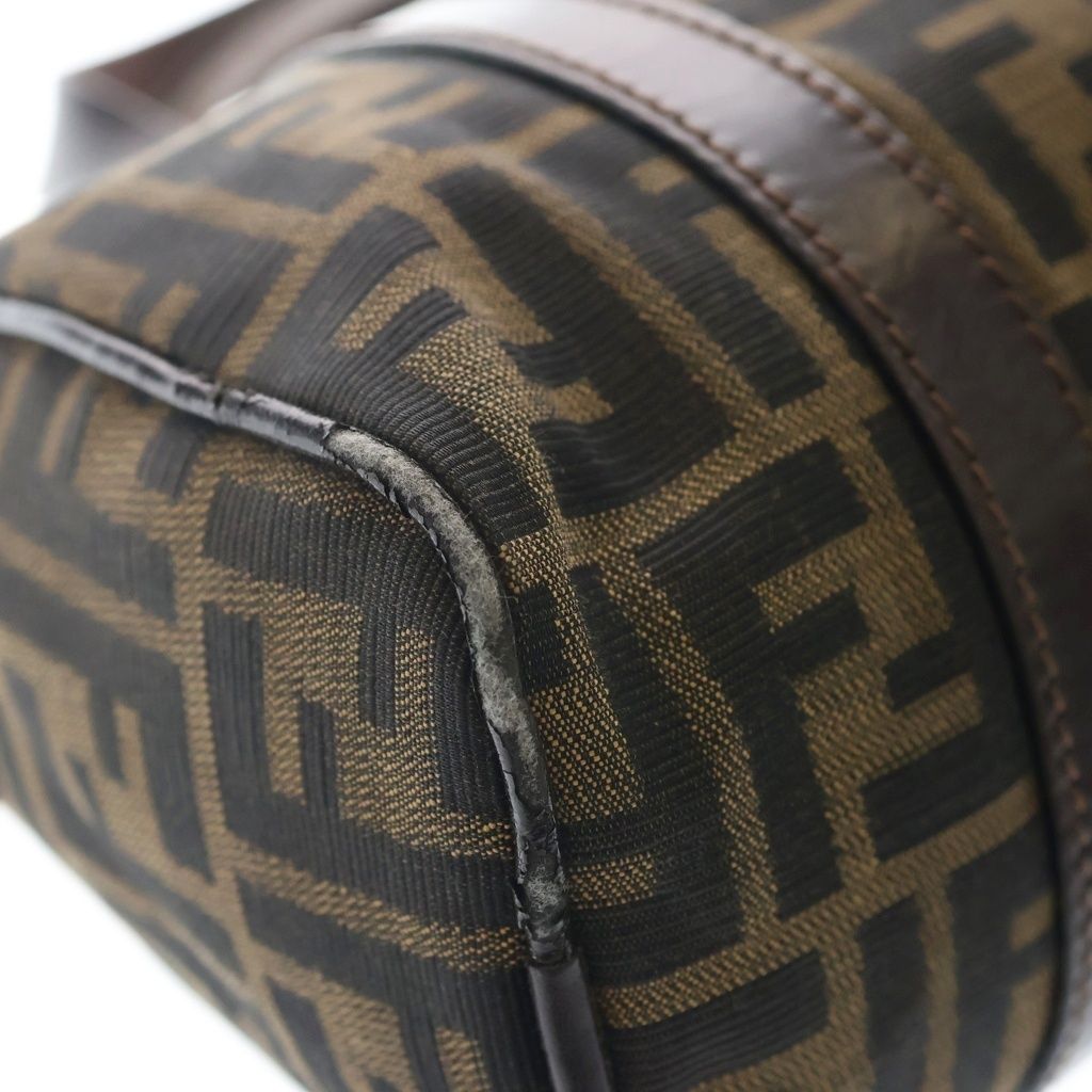 Fendi Zucca Mini Boston Bag Brown Leather Nylon Silver — view 5