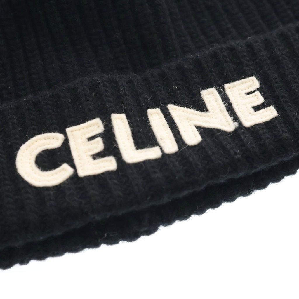 Celine Logo Knit Hat Black — view 5