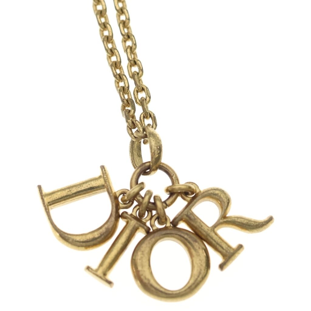 Dior Ebore Logo Faux Pearl Necklace Gold — view 3