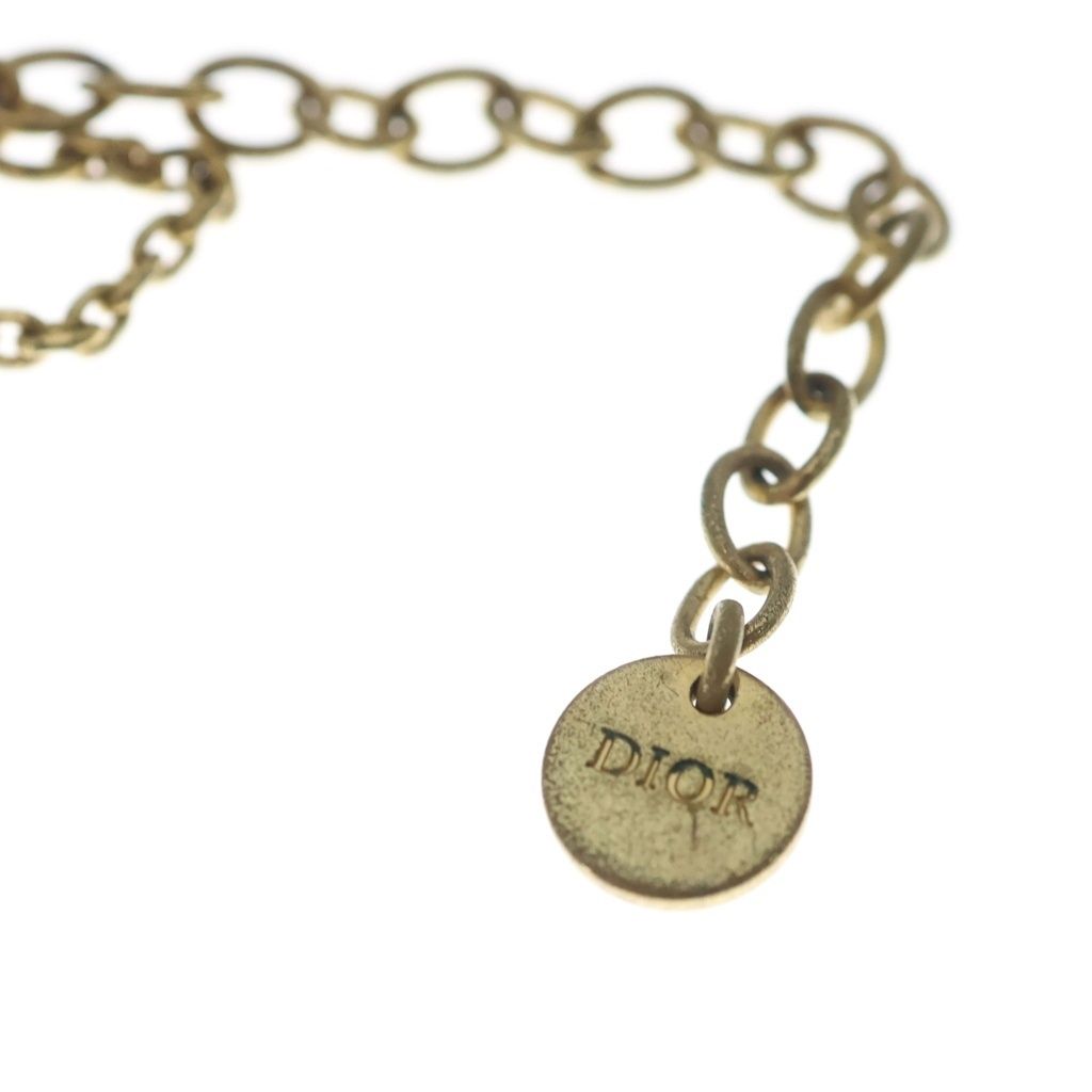 Dior Ebore Logo Faux Pearl Necklace Gold — view 5