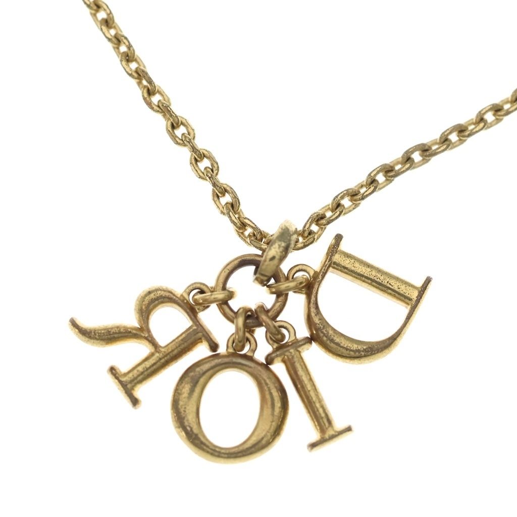 Dior Ebore Logo Faux Pearl Necklace Gold — view 6
