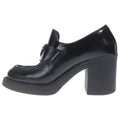 Prada Chocolate Heels Leather Loafers Shoes Black