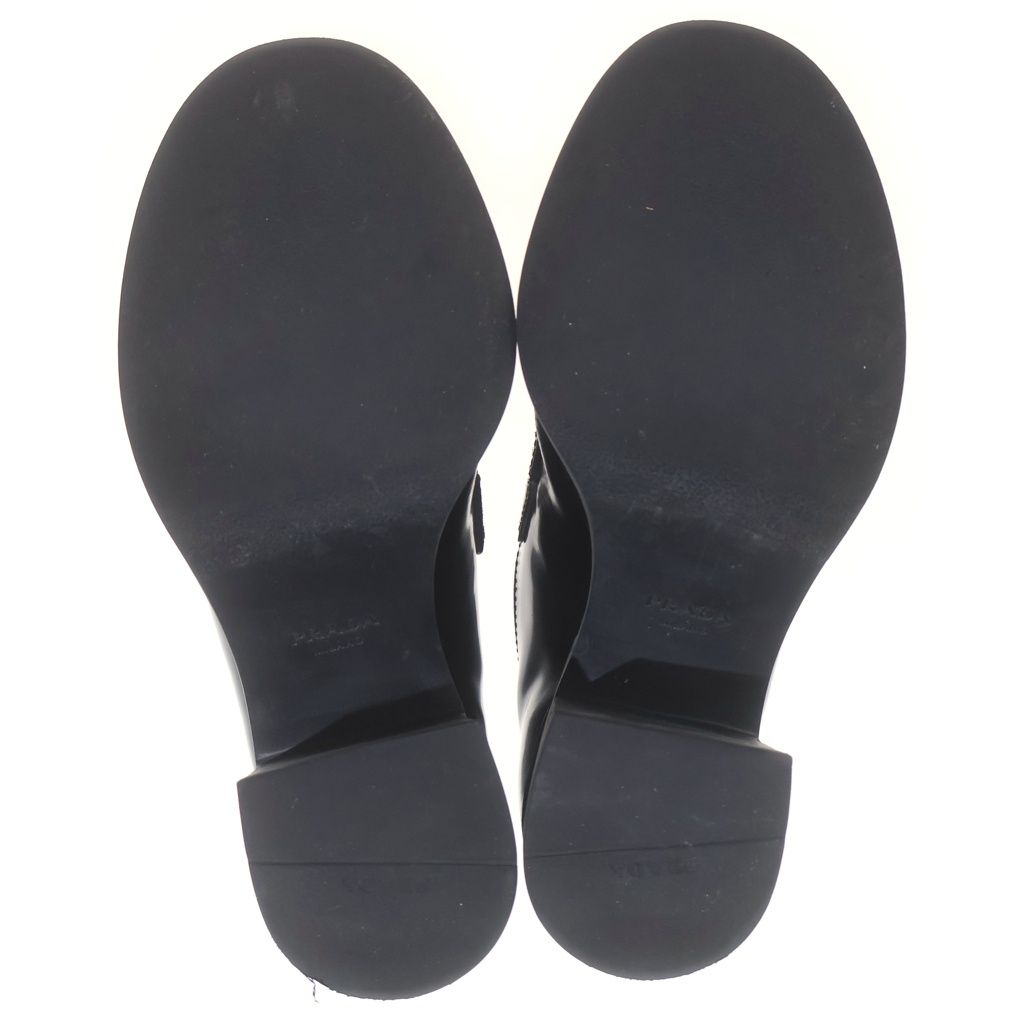 Prada Chocolate Heels Leather Loafers Shoes Black — view 5