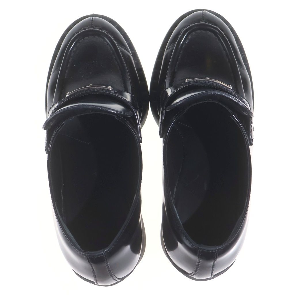 Prada Chocolate Heels Leather Loafers Shoes Black — view 4