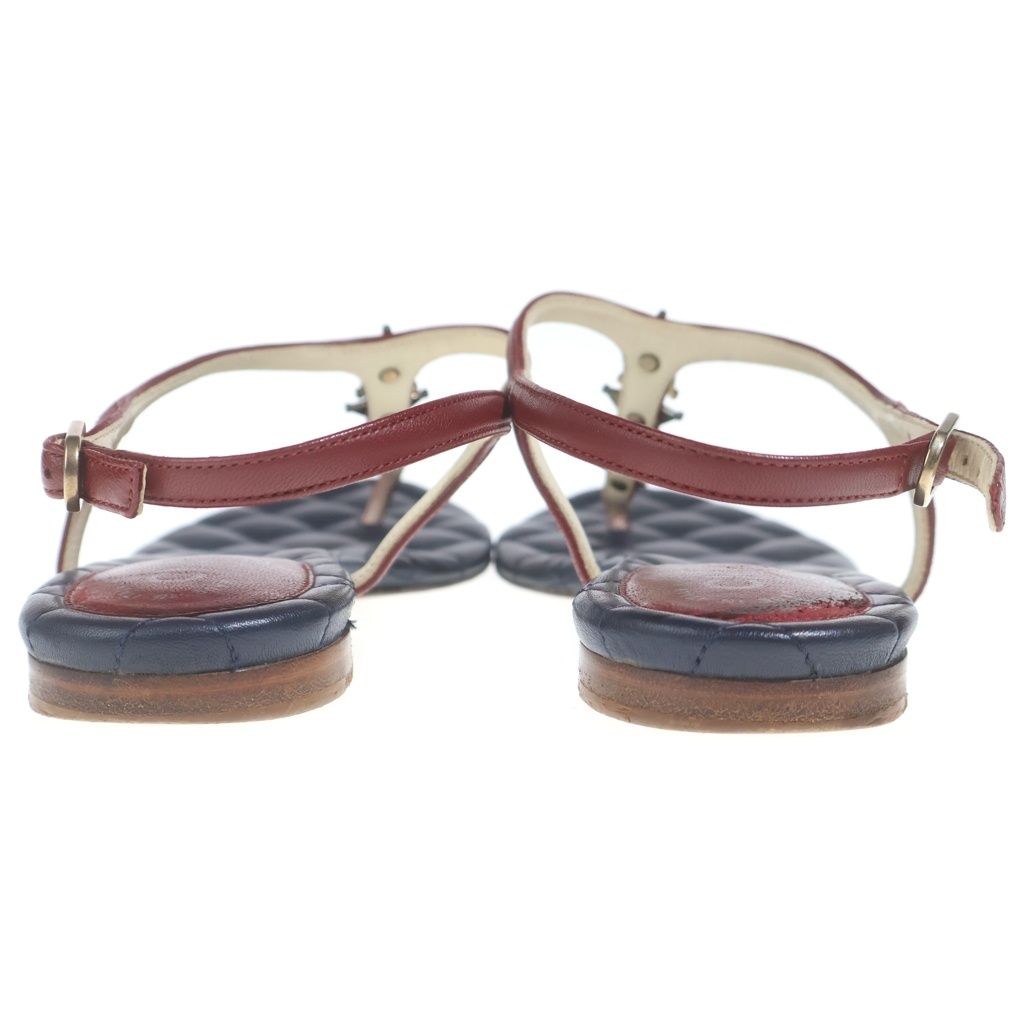 Chanel CC Logo Star Charm Leather Sandals Navy — view 3