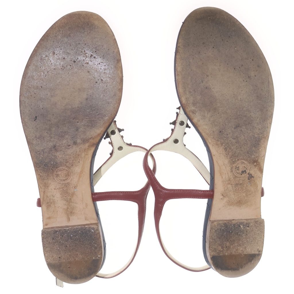 Chanel CC Logo Star Charm Leather Sandals Navy — view 5