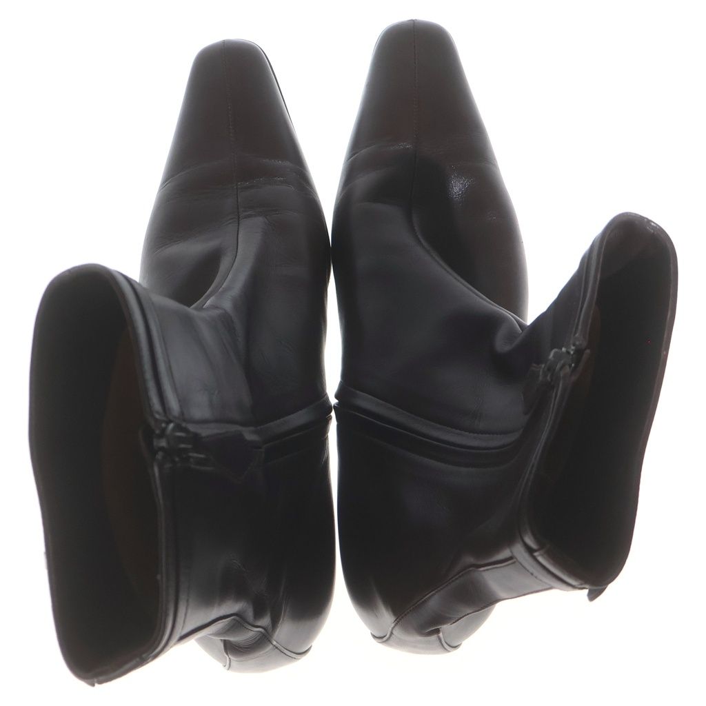 Hermes Logo Leather Side Zip Heels Short Boots Brown — view 4