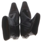 Hermes Logo Leather Side Zip Heels Short Boots Brown — view 4