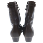 Hermes Logo Leather Side Zip Heels Short Boots Brown — view 3