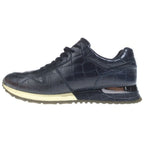 Louis Vuitton Run Away Line Croco Embossed Leather Lace Up Low Cut Sneakers