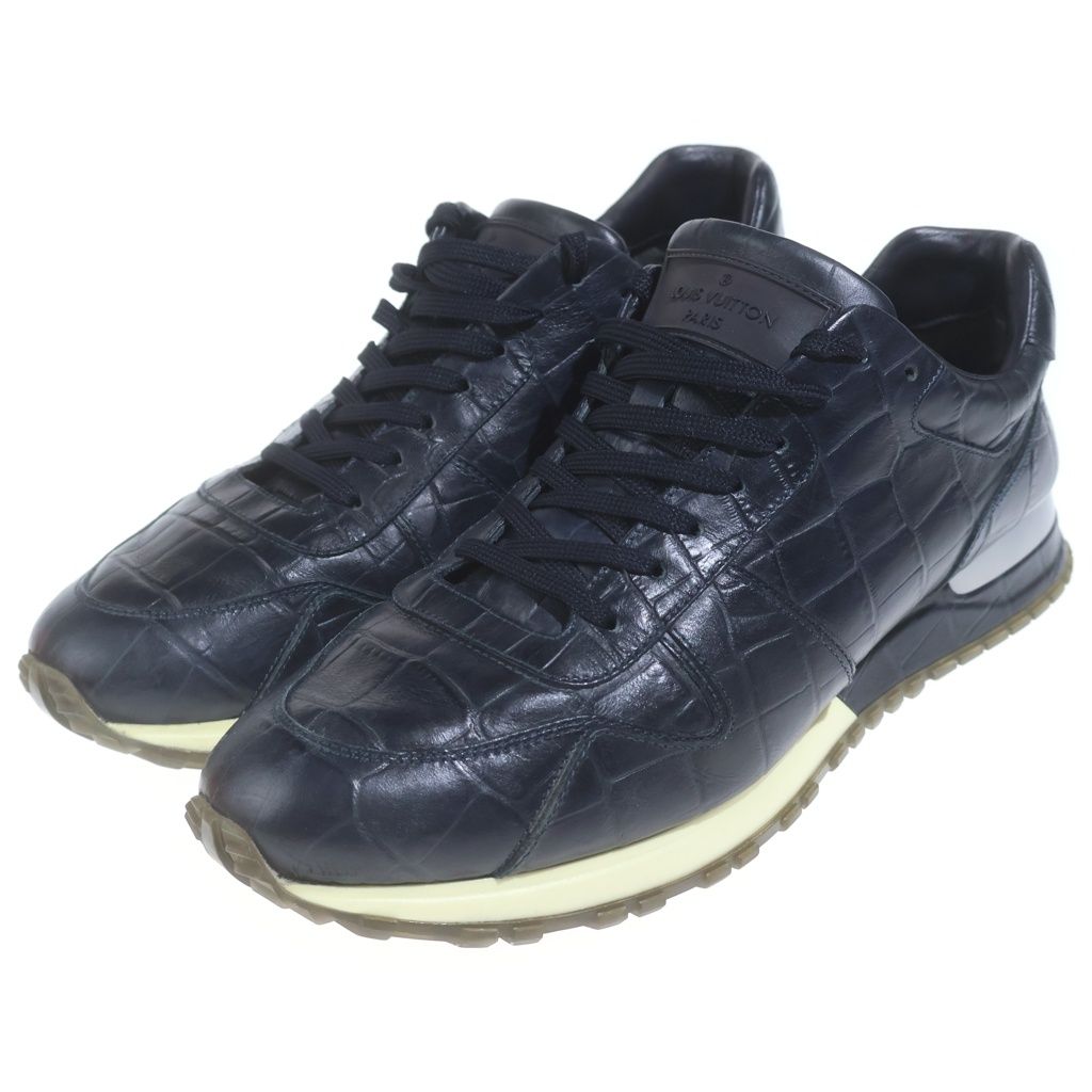 Louis Vuitton Run Away Line Croco Embossed Leather Lace Up Low Cut Sneakers — view 2