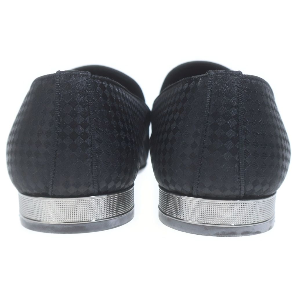 Louis Vuitton Black Satin Bank Slip on Loafers Punk on Damier Allover — view 3