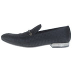 Louis Vuitton Black Satin Bank Slip on Loafers Punk on Damier Allover