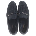 Louis Vuitton Black Satin Bank Slip on Loafers Punk on Damier Allover — view 4