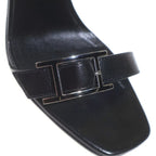 Hermes Judy 105 Leather Strap Sandals Shoes Silver Black — view 6