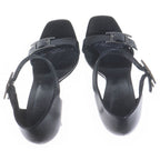 Hermes Judy 105 Leather Strap Sandals Shoes Silver Black — view 4