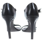 Hermes Judy 105 Leather Strap Sandals Shoes Silver Black — view 3