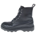Louis Vuitton Ankle Combat Boots Long Leather Monogram Black