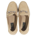 Gucci Horsebit Suede Leather Loafers Shoes Beige — view 4