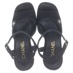 Chanel CC Logo Suede Sandals Black — view 4