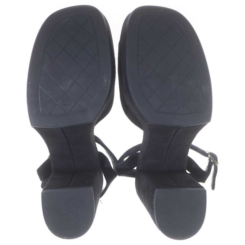 Chanel CC Logo Suede Sandals Black — view 5