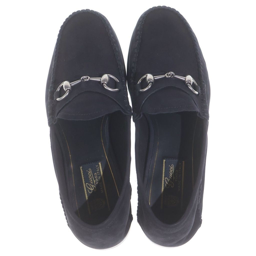Gucci Horsebit Suede Leather Loafers Shoes Black — view 4