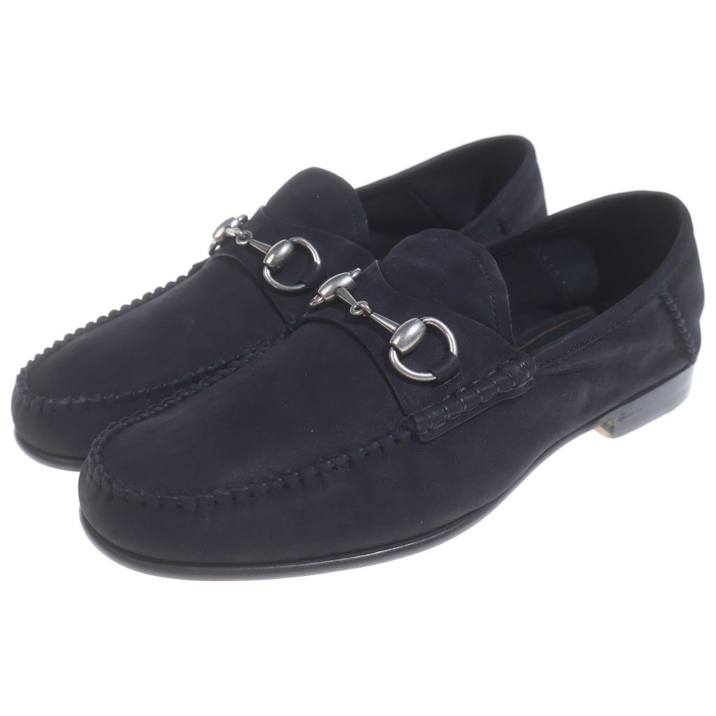 Gucci Horsebit Suede Leather Loafers Shoes Black — view 2